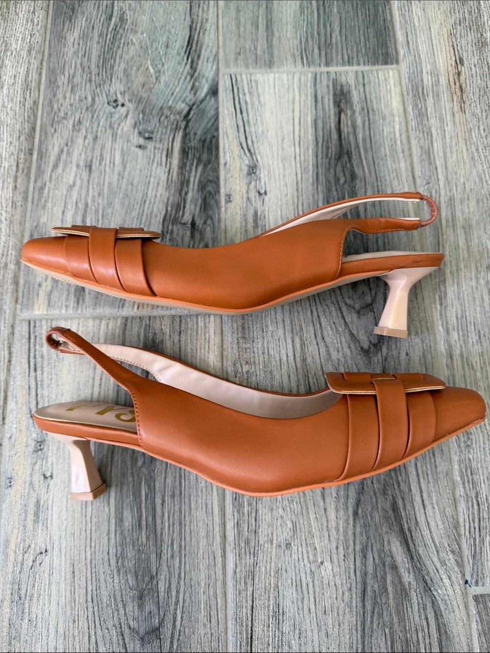 Woven Pointed Slingback Flats in Cognac Brown